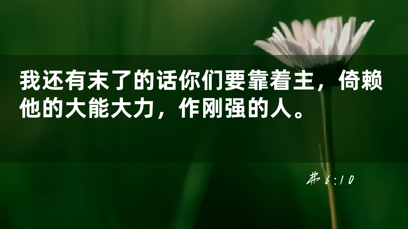 每日灵修-【背经365】04月26日|我还有末了的话你们要靠着主,倚赖他的大能大力,作刚强的人。【弗】6:10